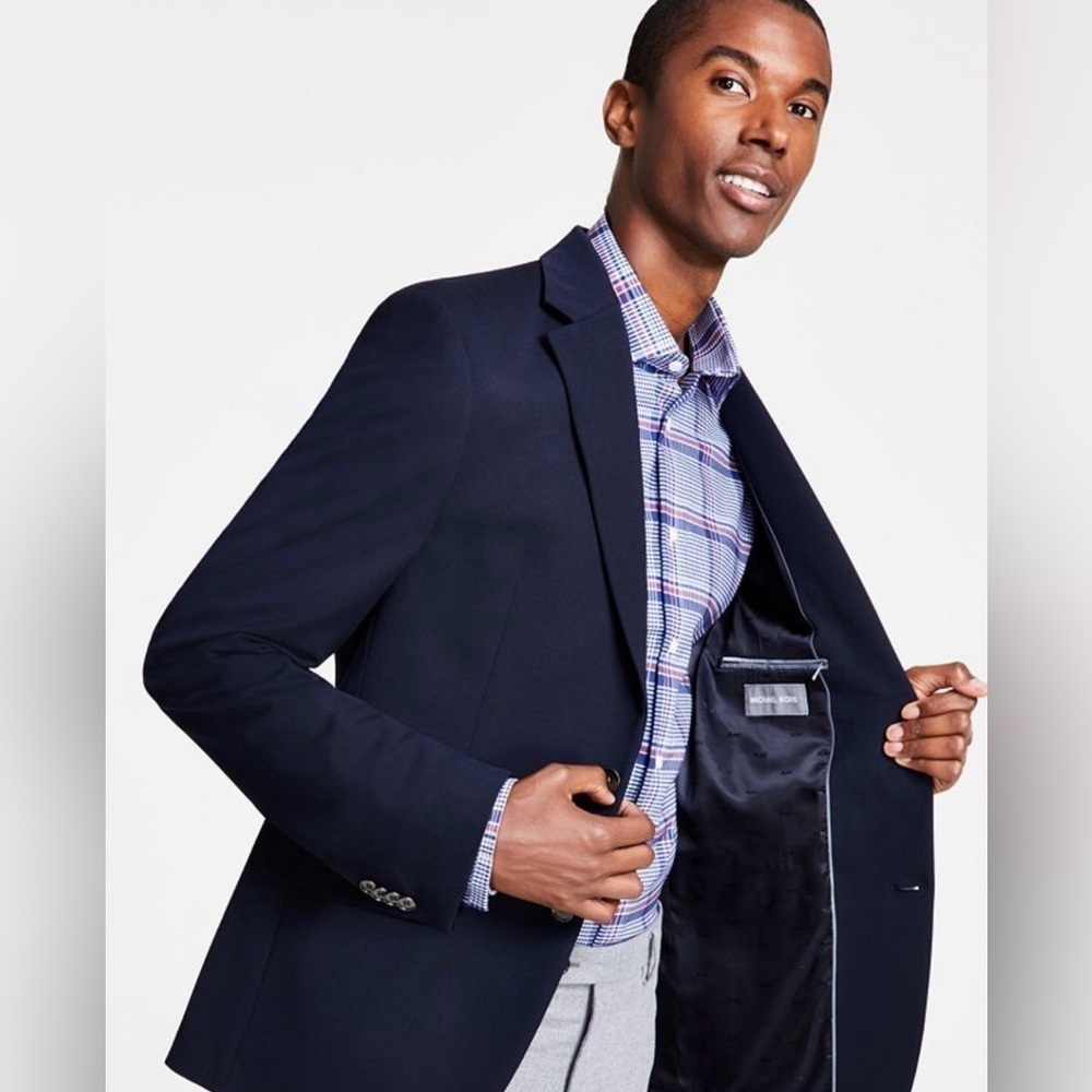Michael Kors Men’s Modern Fit Navy Blue Suit Jacket Blazer Sport Coat 40 Short